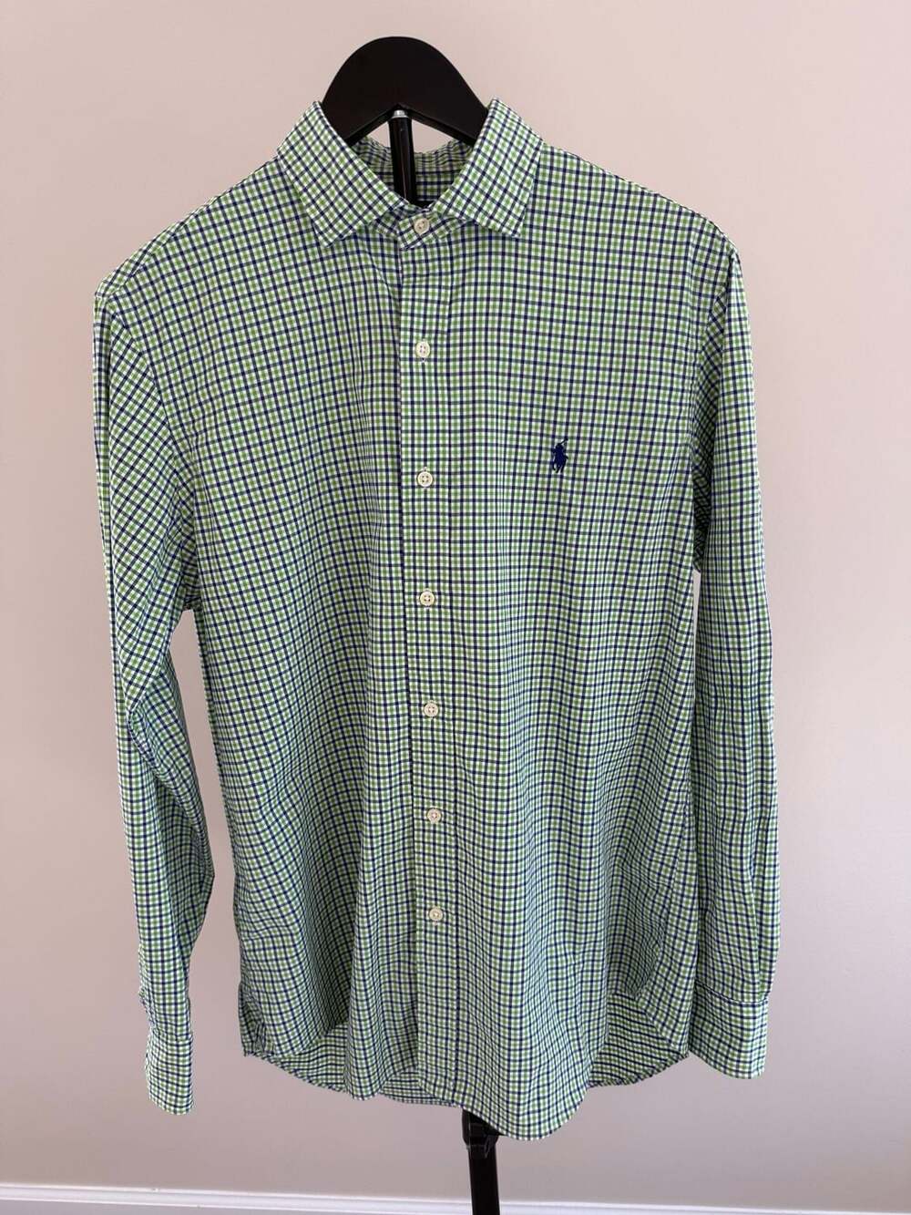 Polo Ralph Lauren Performance Green & Blue Check Long Sleeve Shirt-M